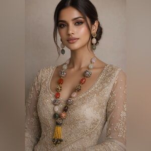 Colorful Beaded Necklace and Earring Set